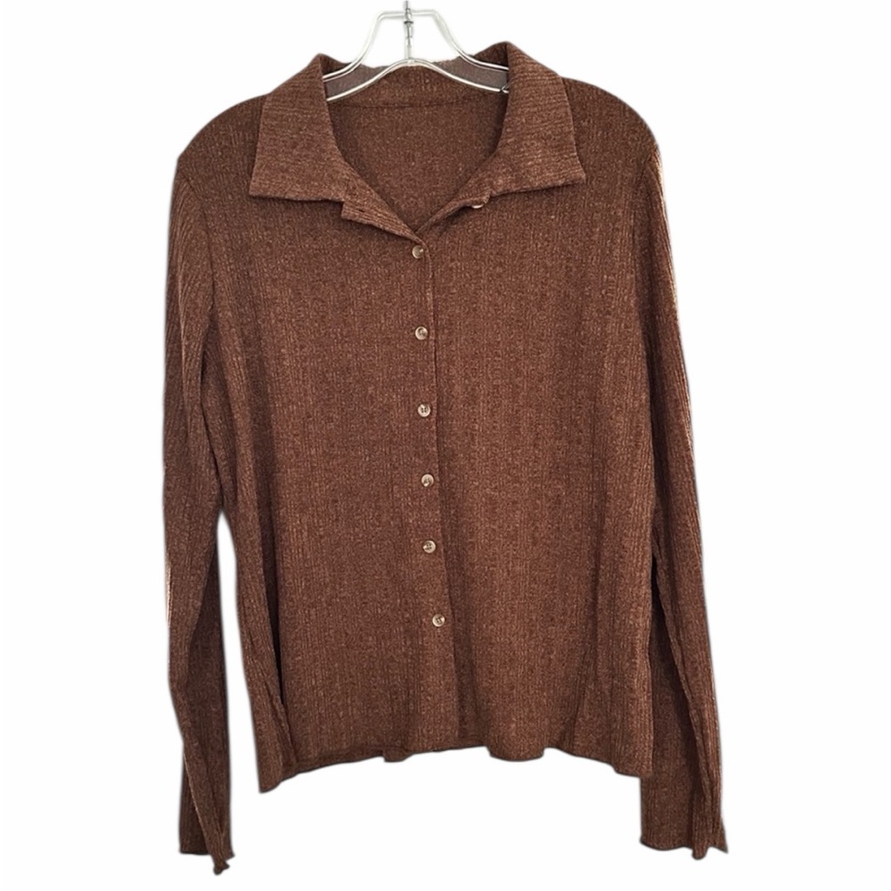 Women’s Full Button V Neck Cardigan -
Size XL - New Without Tags - Color: Brown